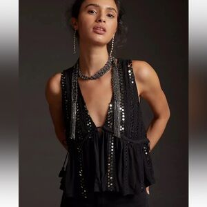 Anthropologie Forever That Girl Sequin Swing Top